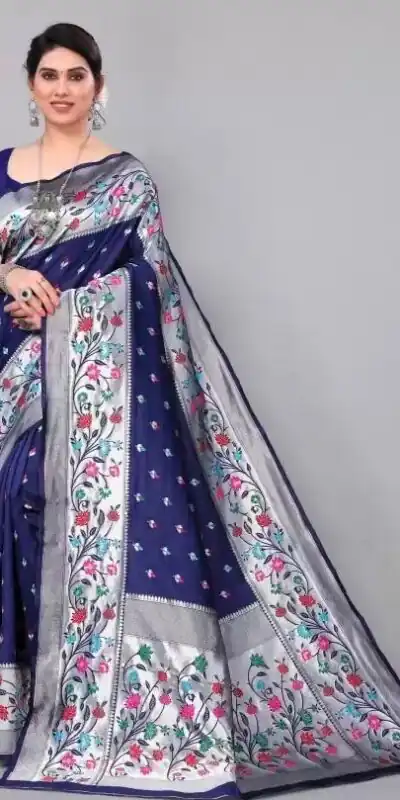 KPR 295 Navy Blue Soft Lichi Silk Cloth Saree Perfect for Wedding, Party, Family Gatherings, Sangeet, Ethnic Day – . Festive Deal ₹1449. Delivery 4-6 Workin | Bollywood Sarees, Creative Sarees, Designer Sarees, Embroidered Sarees, Ethnic Saree, Modern Digital sarees, Party Wear Sarees, Sarees