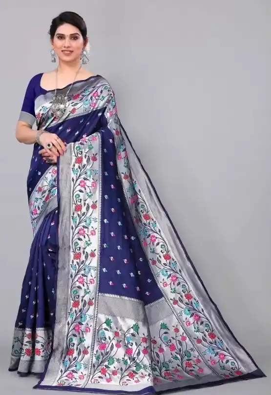 KPR 295 Navy Blue Soft Lichi Silk Cloth Saree Perfect for Wedding, Party, Family Gatherings, Sangeet, Ethnic Day – . Festive Deal ₹1449. Delivery 4-6 Workin | Bollywood Sarees, Creative Sarees, Designer Sarees, Embroidered Sarees, Ethnic Saree, Modern Digital sarees, Party Wear Sarees, Sarees