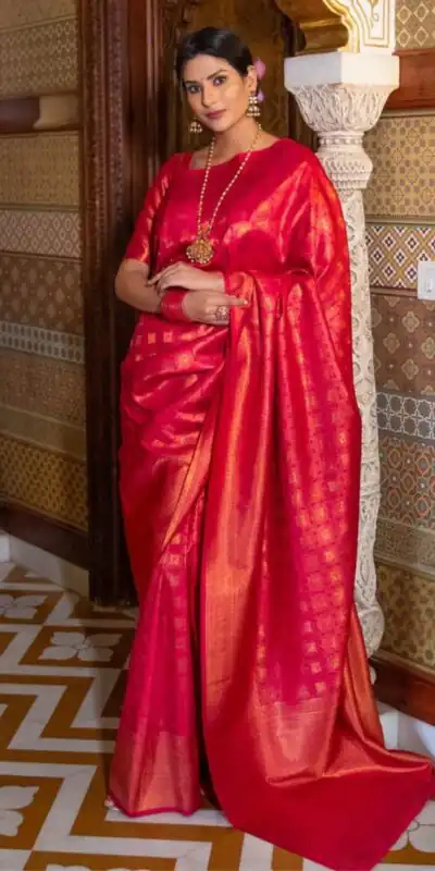 KPR 237 Red Soft Lichi Silk Cloth Saree Perfect for Wedding, Party, Family Gatherings, Sangeet, Ethnic Day – . Festive Deal ₹1299. Delivery 4-6 Workin | Bollywood Sarees, Creative Sarees, Designer Sarees, Embroidered Sarees, Ethnic Saree, Modern Digital sarees, Party Wear Sarees, Sarees