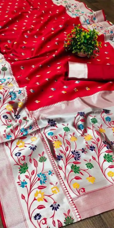 KPR 295 Red Soft Lichi Silk Cloth Saree Perfect for Wedding, Party, Family Gatherings, Sangeet, Ethnic Day – . Festive Deal ₹1449. Delivery 4-6 Workin | Bollywood Sarees, Creative Sarees, Designer Sarees, Embroidered Sarees, Ethnic Saree, Modern Digital sarees, Party Wear Sarees, Sarees