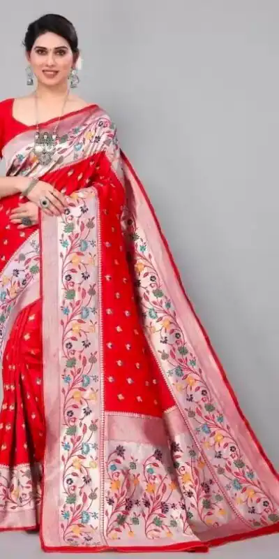 KPR 295 Red Soft Lichi Silk Cloth Saree Perfect for Wedding, Party, Family Gatherings, Sangeet, Ethnic Day – . Festive Deal ₹1449. Delivery 4-6 Workin | Bollywood Sarees, Creative Sarees, Designer Sarees, Embroidered Sarees, Ethnic Saree, Modern Digital sarees, Party Wear Sarees, Sarees