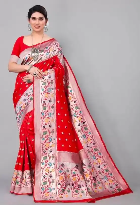 KPR 295 Red Soft Lichi Silk Cloth Saree Perfect for Wedding, Party, Family Gatherings, Sangeet, Ethnic Day – . Festive Deal ₹1449. Delivery 4-6 Workin | Bollywood Sarees, Creative Sarees, Designer Sarees, Embroidered Sarees, Ethnic Saree, Modern Digital sarees, Party Wear Sarees, Sarees