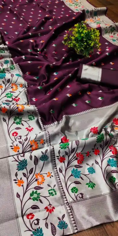 KPR 295 Wine Soft Lichi Silk Cloth Saree Perfect for Wedding, Party, Family Gatherings, Sangeet, Ethnic Day – . Festive Deal ₹1449. Delivery 4-6 Workin | Bollywood Sarees, Creative Sarees, Designer Sarees, Embroidered Sarees, Ethnic Saree, Modern Digital sarees, Party Wear Sarees, Sarees
