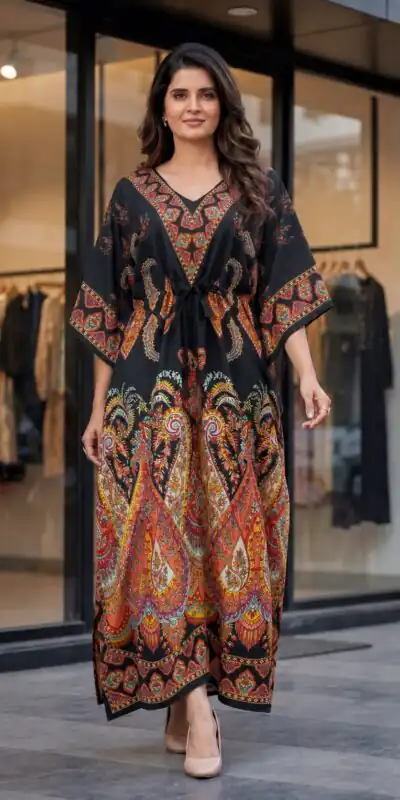 INLI Kaftan vol 7.0 Trendy Black Red French Crape Prints Kaftan Kurti . Get it for ₹1399. Delivery 4-6 Working Days. Shop now. | Bollywood Kurti, Creative Kurtis, Designer Kurti, Kurti, Party Wear Kurti, Selfie Kurti