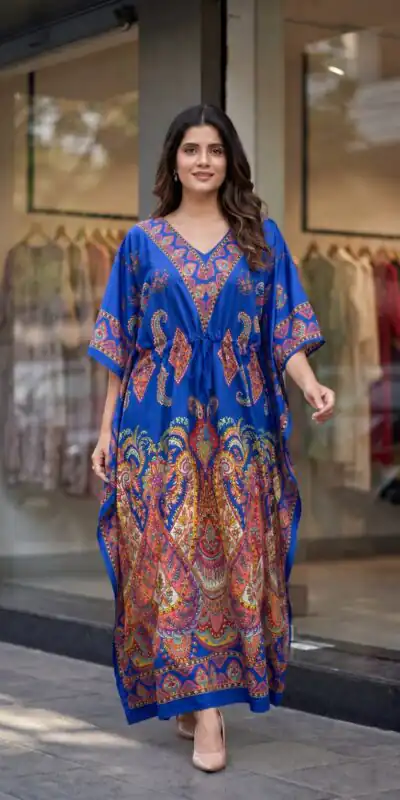 INLI Kaftan vol 7.0 Trendy Royal Blue French Crape Prints Kaftan Kurti . Get it for ₹1399. Delivery 4-6 Working Days. Shop now. | Bollywood Kurti, Creative Kurtis, Designer Kurti, Kurti, Party Wear Kurti, Selfie Kurti