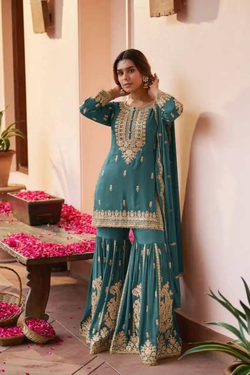 ZC 3 Idiots Teal Faux Georgette Salwar Suit with Lace Work & Embroidery Work. Introductory Price ₹2399. Delivery 4-6 Working Days. Shop now. | Jump Suits, Straight Suits, Casual Suits, Creative suits, Designer Suits, Palazzo Suits, Party Wear Suits, Patiala Suits, Salwar suit