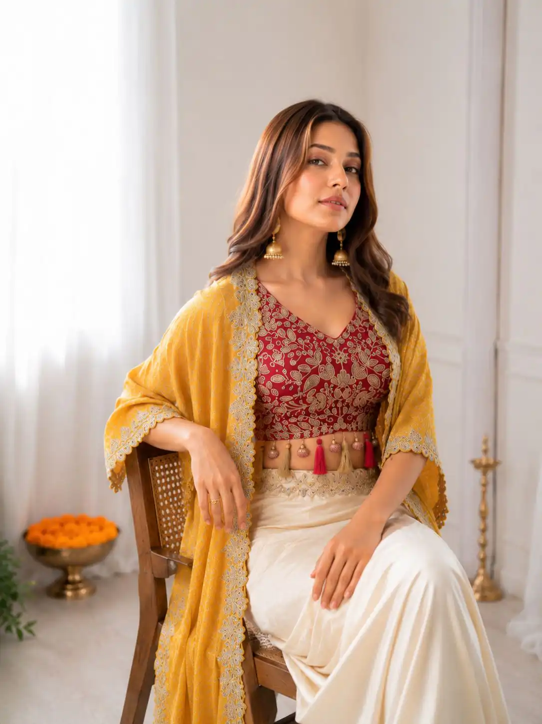 Perfect for Wedding, Party, Festival Celebrations, Holi, Pooja – BB 48 Yellow Yellow Crepe Silk Dhoti Suit. Introductory Price ₹2099. Delivery 4-6 Working | Jump Suits, Straight Suits, Casual Suits, Creative suits, Designer Suits, Palazzo Suits, Party Wear Suits, Patiala Suits, Salwar suit