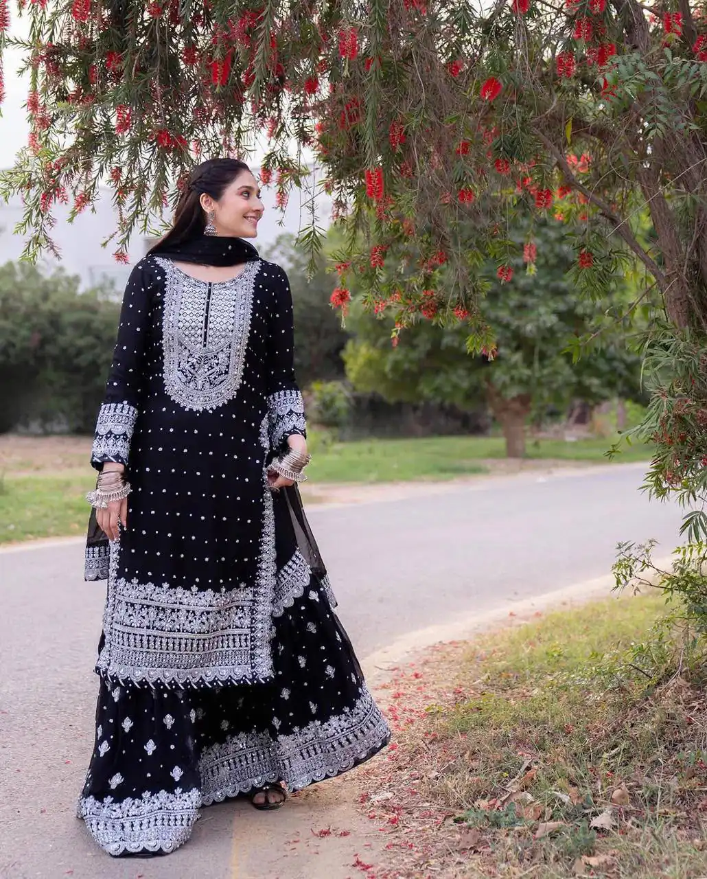 ZB 5064 Black Faux Georgette Salwar Suit with Embroidery Work. Available at ₹2049 only. Delivery 4-6 Working Days. Shop now. | Jump Suits, Straight Suits, Casual Suits, Creative suits, Designer Suits, Palazzo Suits, Party Wear Suits, Patiala Suits, Salwar suit