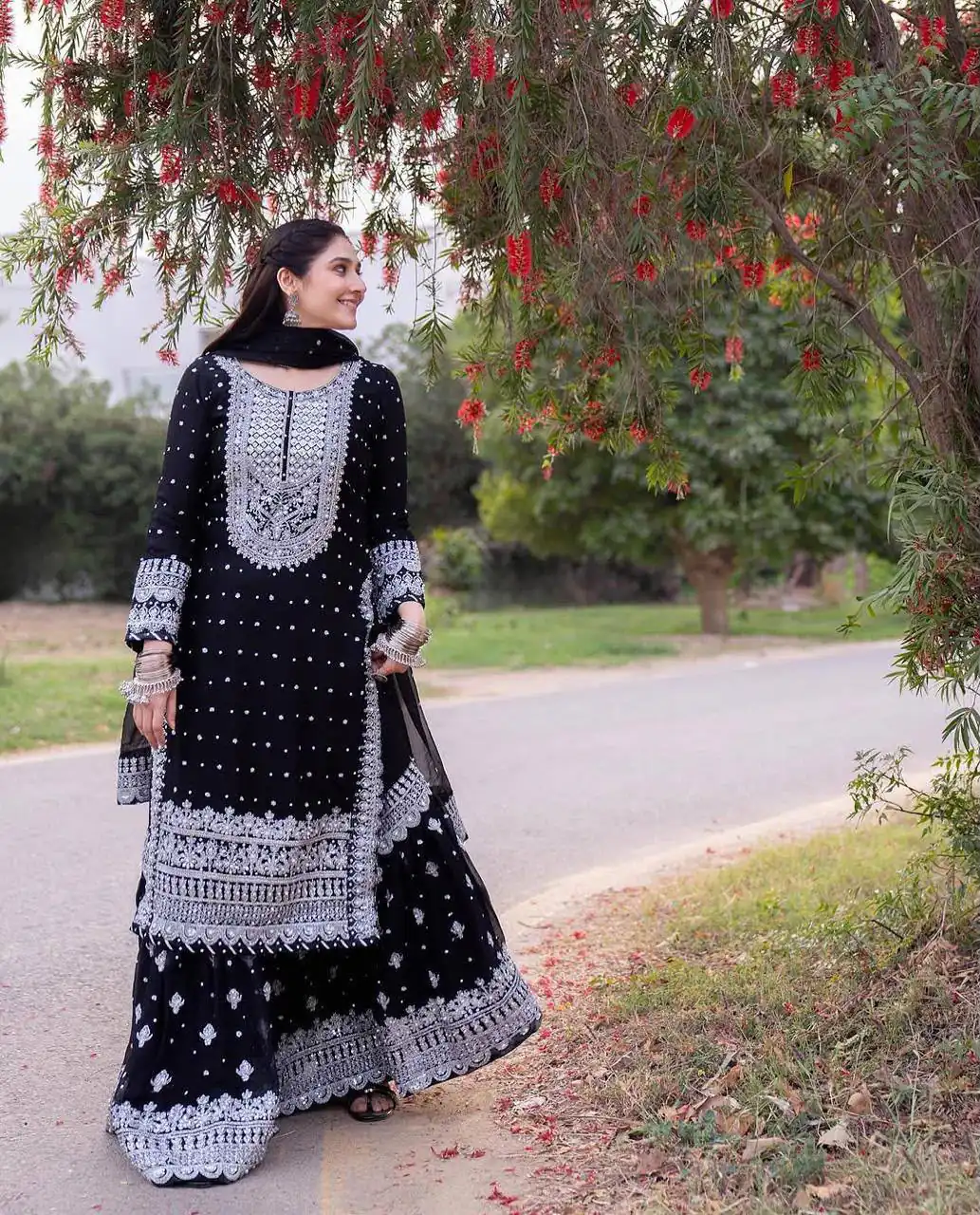 ZB 5064 Black Faux Georgette Salwar Suit with Embroidery Work. Available at ₹2049 only. Delivery 4-6 Working Days. Shop now. | Jump Suits, Straight Suits, Casual Suits, Creative suits, Designer Suits, Palazzo Suits, Party Wear Suits, Patiala Suits, Salwar suit