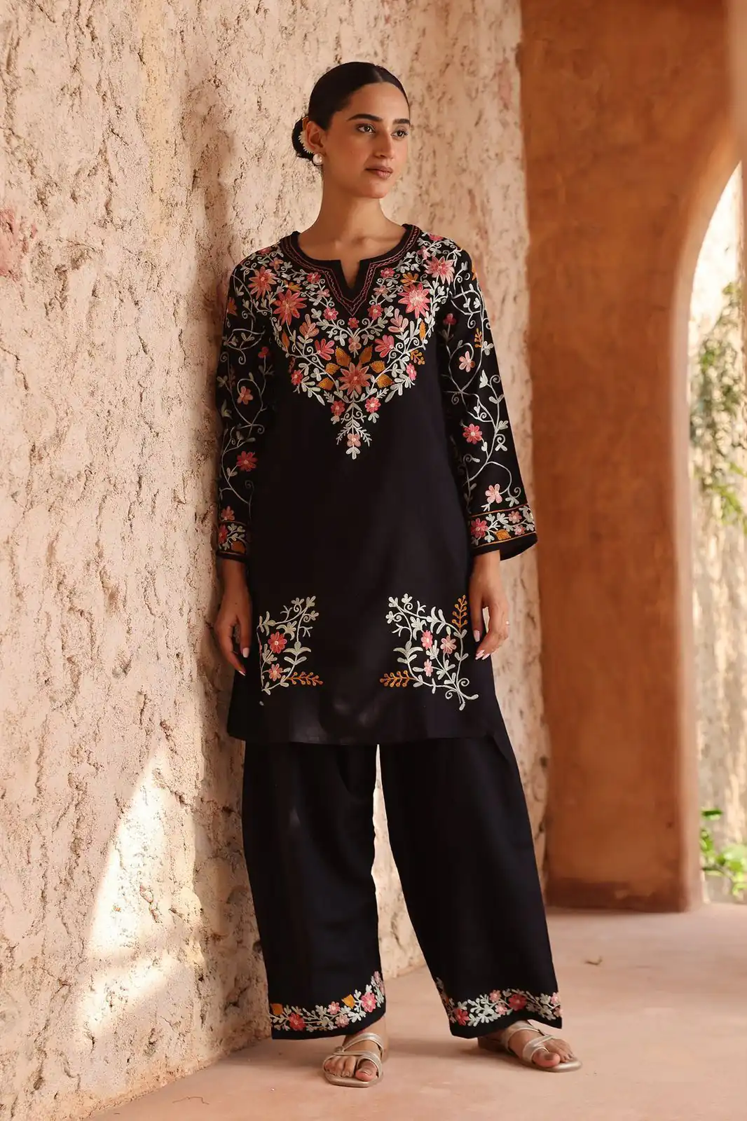 ND 5058 Black | Black Roman Silk Salwar Suit with Embroidery Work. Grab it for ₹2099. Delivery 4-6 Working Days. Shop now. | Jump Suits, Straight Suits, Casual Suits, Creative suits, Designer Suits, Palazzo Suits, Party Wear Suits, Patiala Suits, Salwar suit