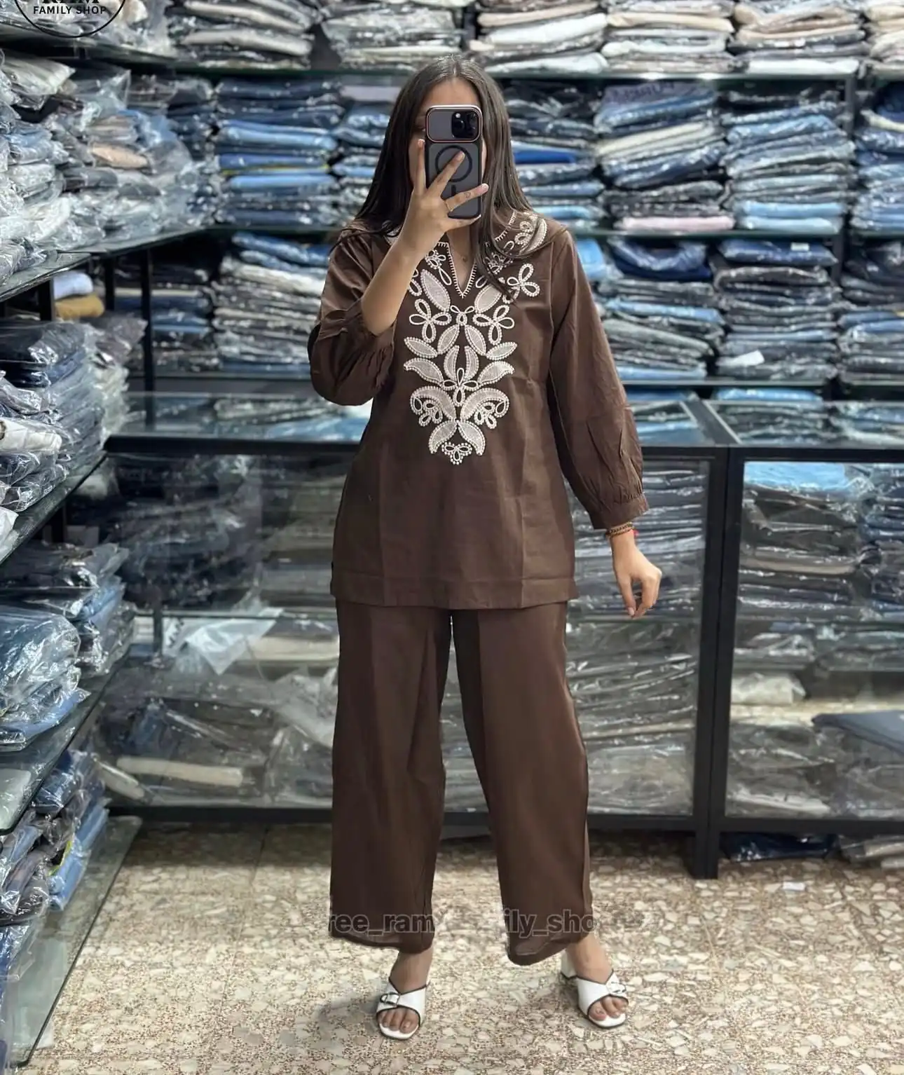 MF 1128 Brown | Color Tesla Cotton Kurti with Embroidery Work. Festive Deal ₹1449. Delivery 4-6 Working Days. Online Shop now. | Bollywood Kurti, Creative Kurtis, Designer Kurti, Kurti, Party Wear Kurti, Selfie Kurti