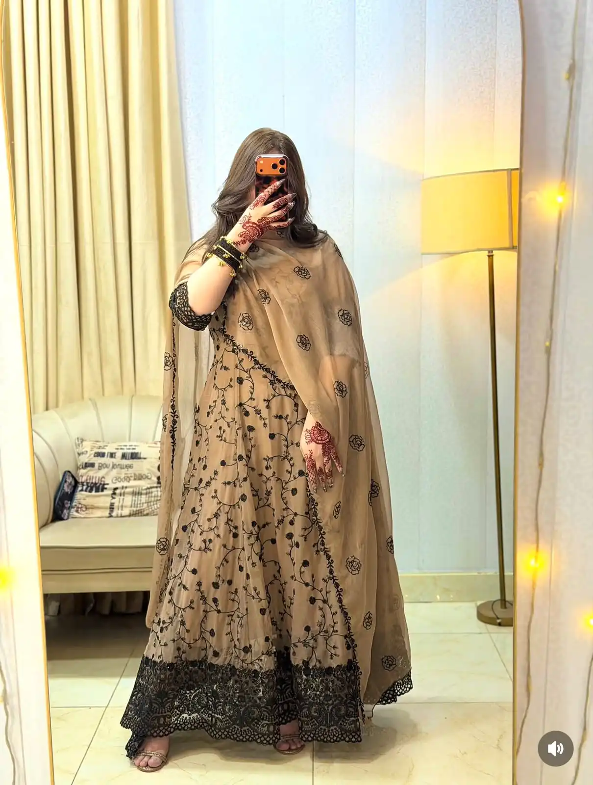 Beautiful Cream Fox Georgette Embroider Work Gown - Image 2