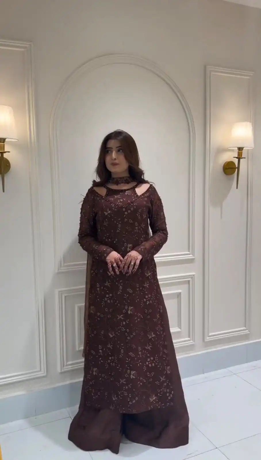 Fancy Wine Faux Georgette Sequence Work Salwar Suit
