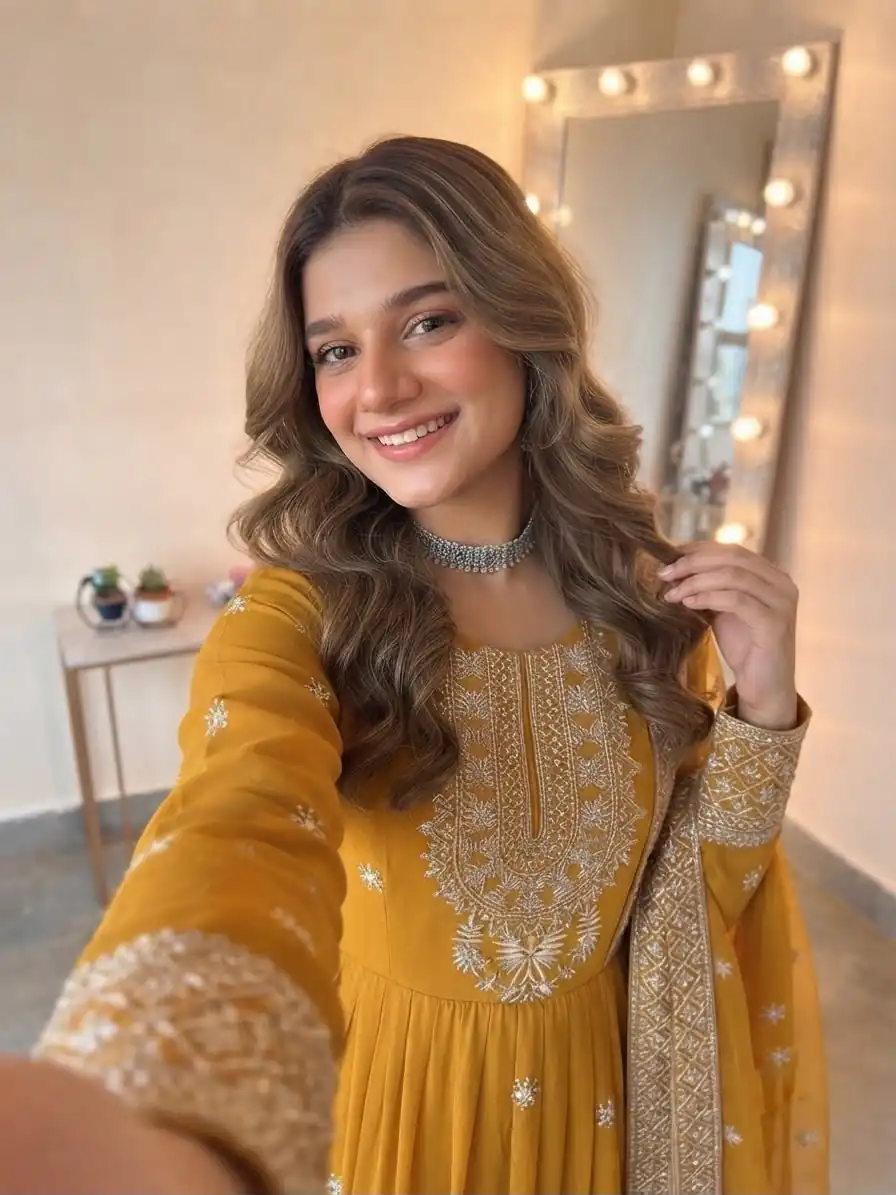 Glowing Yellow Georgette Embroidery Sequins Work Gown - Image 5