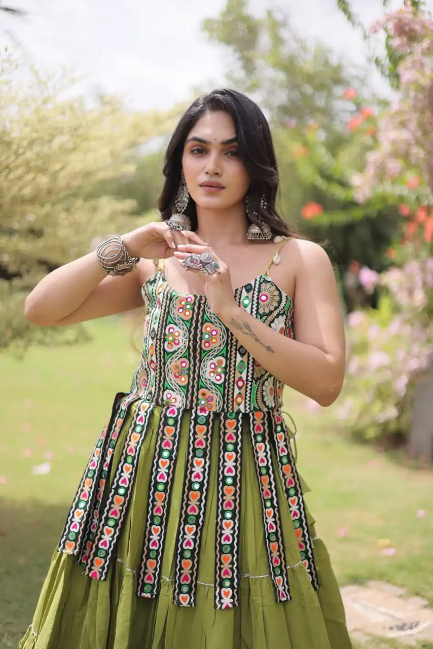 Grand Pista Kora Cotton Kutchi Patch Work Lehenga Choli - Image 2
