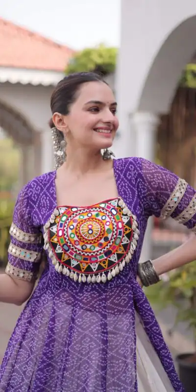 Alternative view of Grand Purple Kora Cotton Bandhani Print Work Lehenga Choli