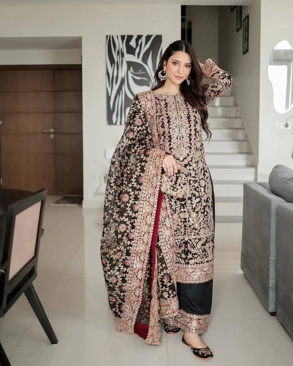 Magical Black Faux Georgette Sequences Work Salwar Suit - Image 4
