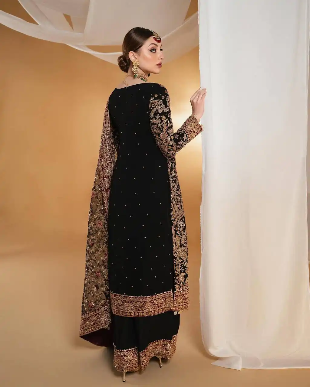 Magical Black Faux Georgette Sequences Work Salwar Suit - Image 3