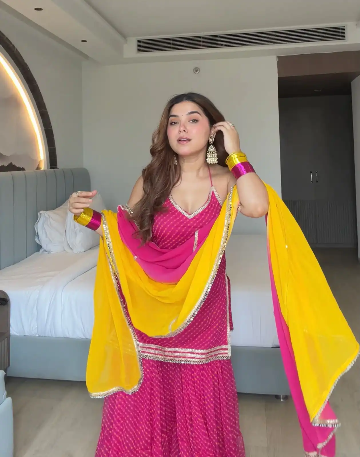 Magical Pink Faux Georgette Real Mirror Work Salwar Suit - Image 7