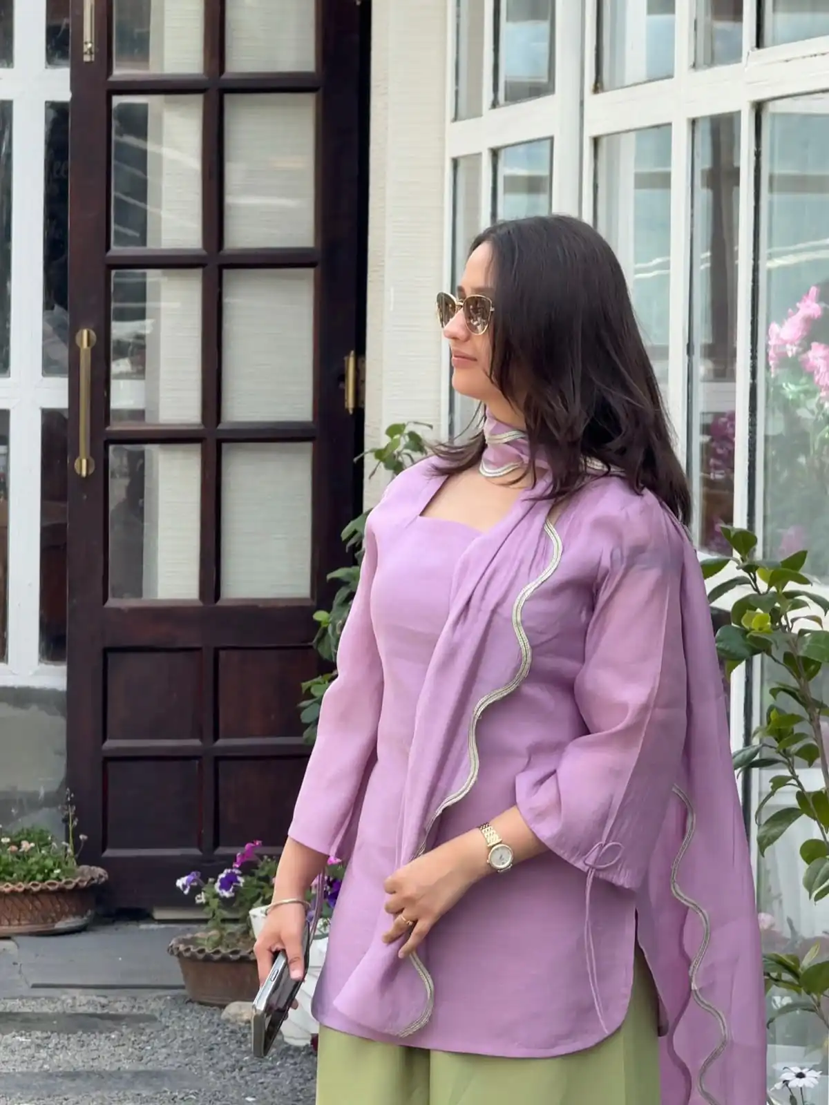 Nice Lavender Mal Chanderi Cotton Embroider Work Salwar Suit - Image 6