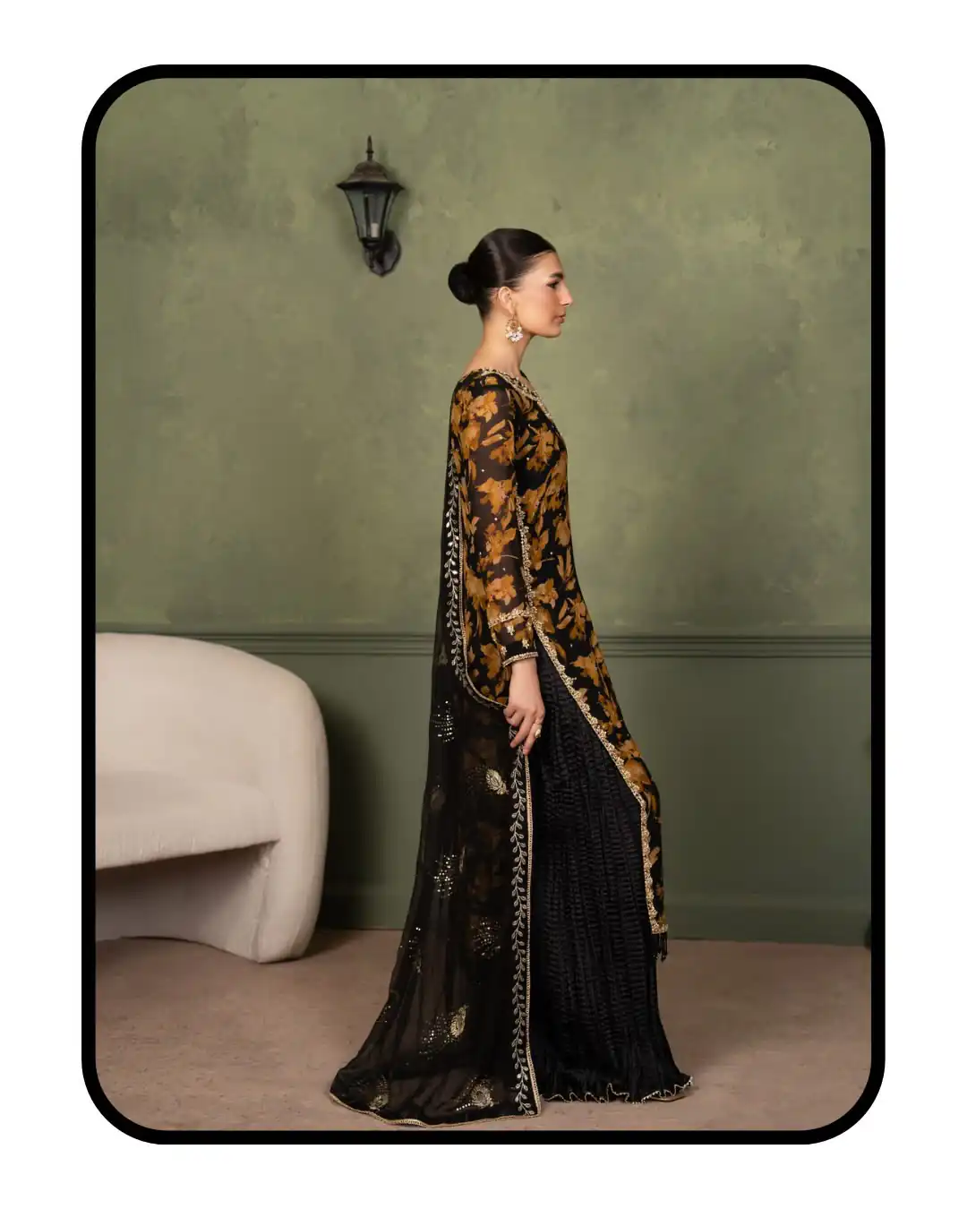 Pretty Black Faux Georgette Embroider Work Salwar Suit - Image 4