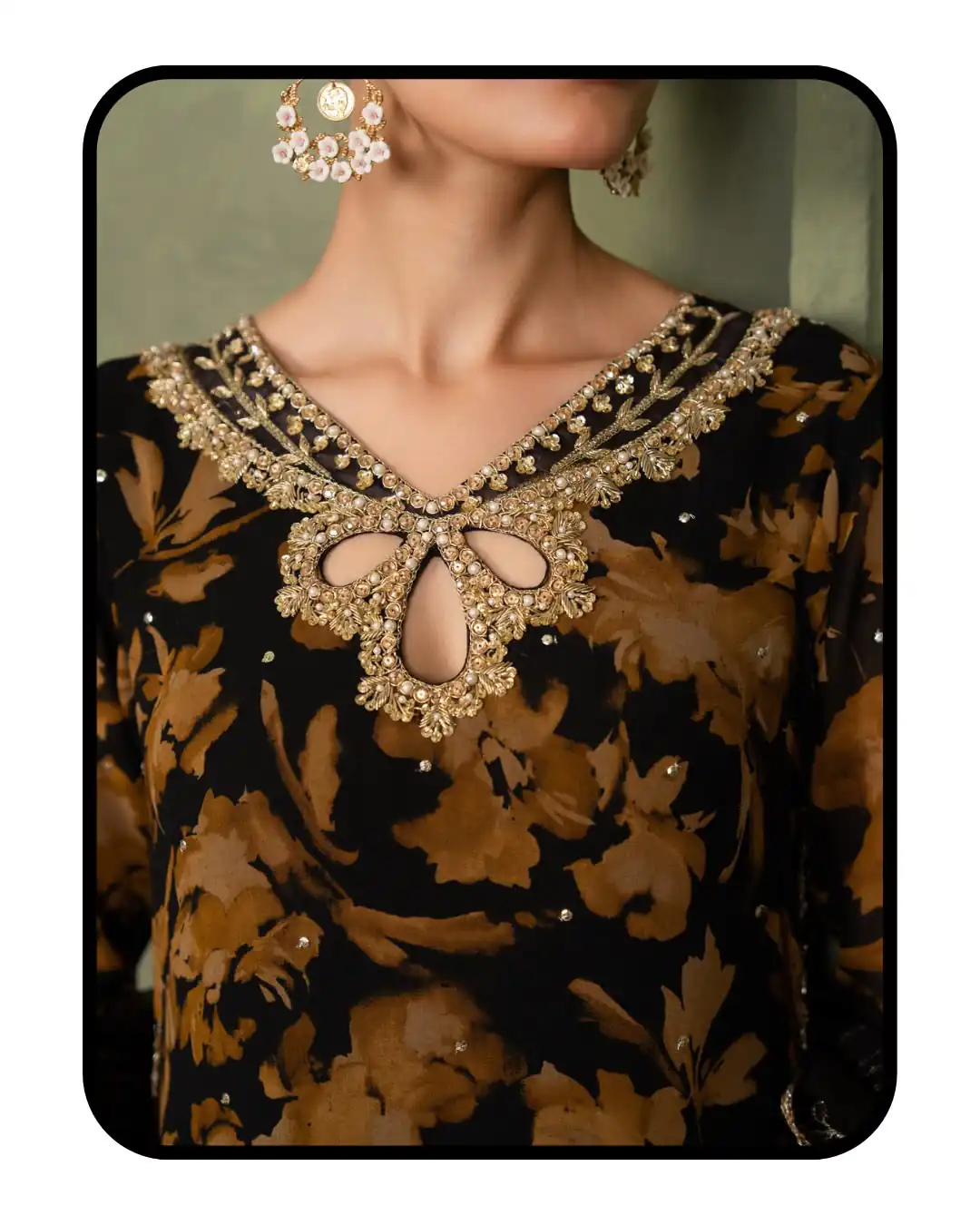 Pretty Black Faux Georgette Embroider Work Salwar Suit - Image 3