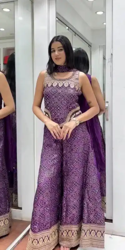 Alternative view of Shiny Purple Faux Georgette Digital Print Salwar Suit