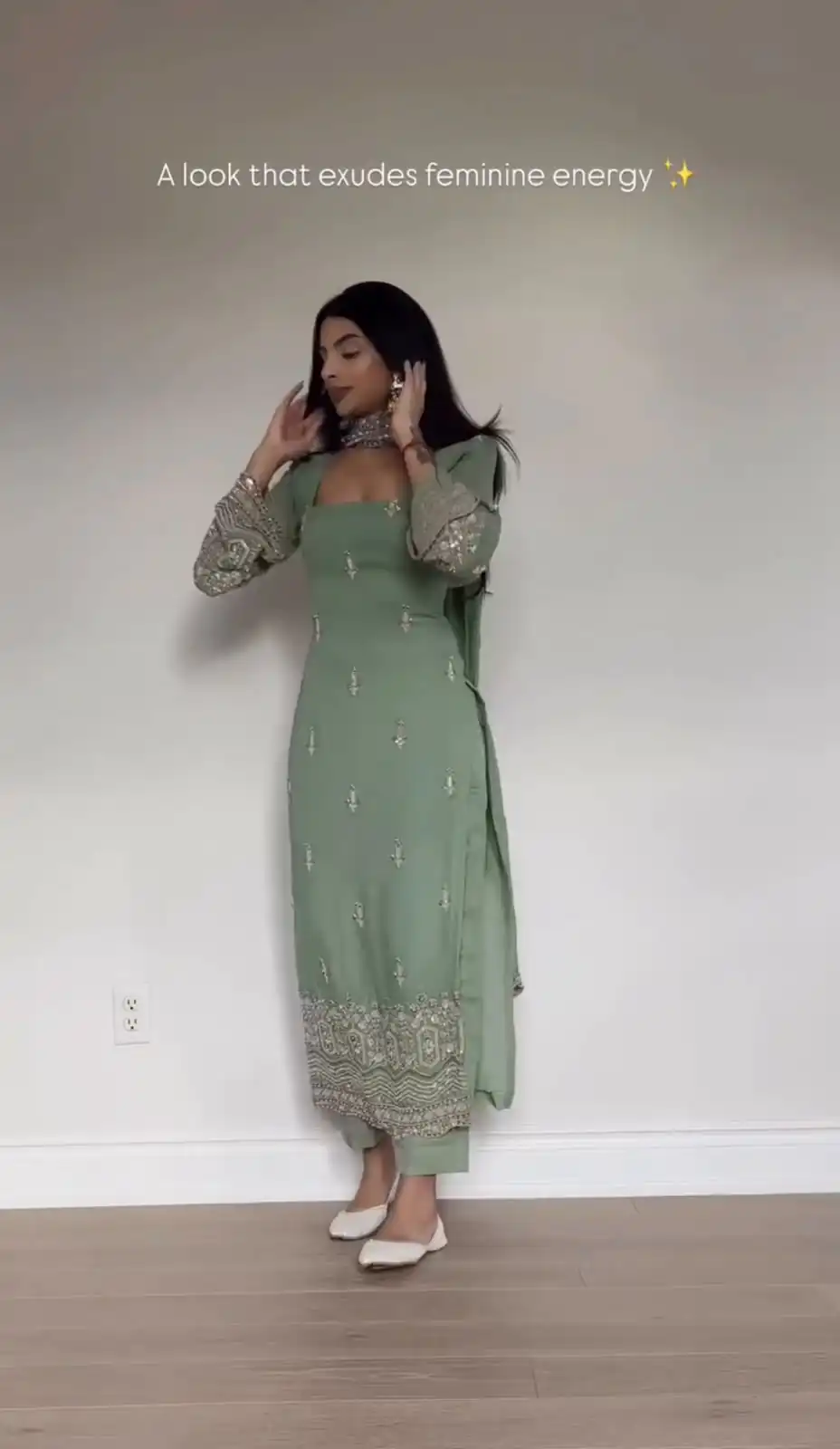 Simple Pista Faux Georgette Embroider Work Salwar Suit - Image 2
