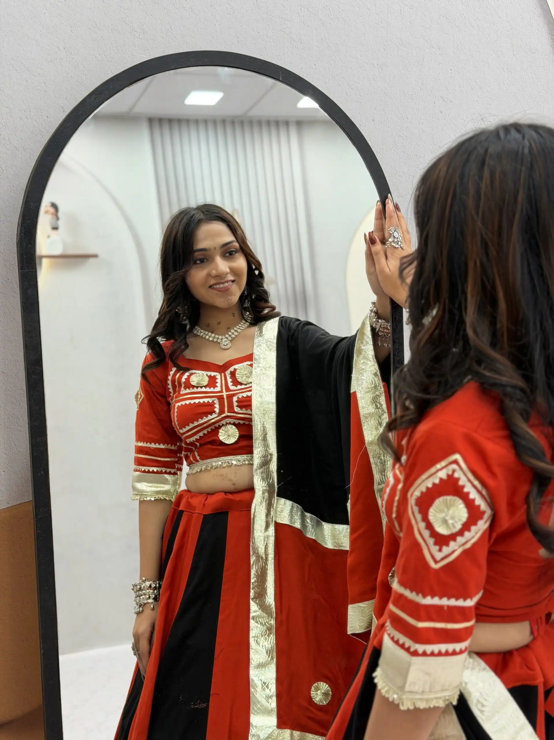 Stylish Black Cotton Gota Patti Work Lehenga Choli - Image 4