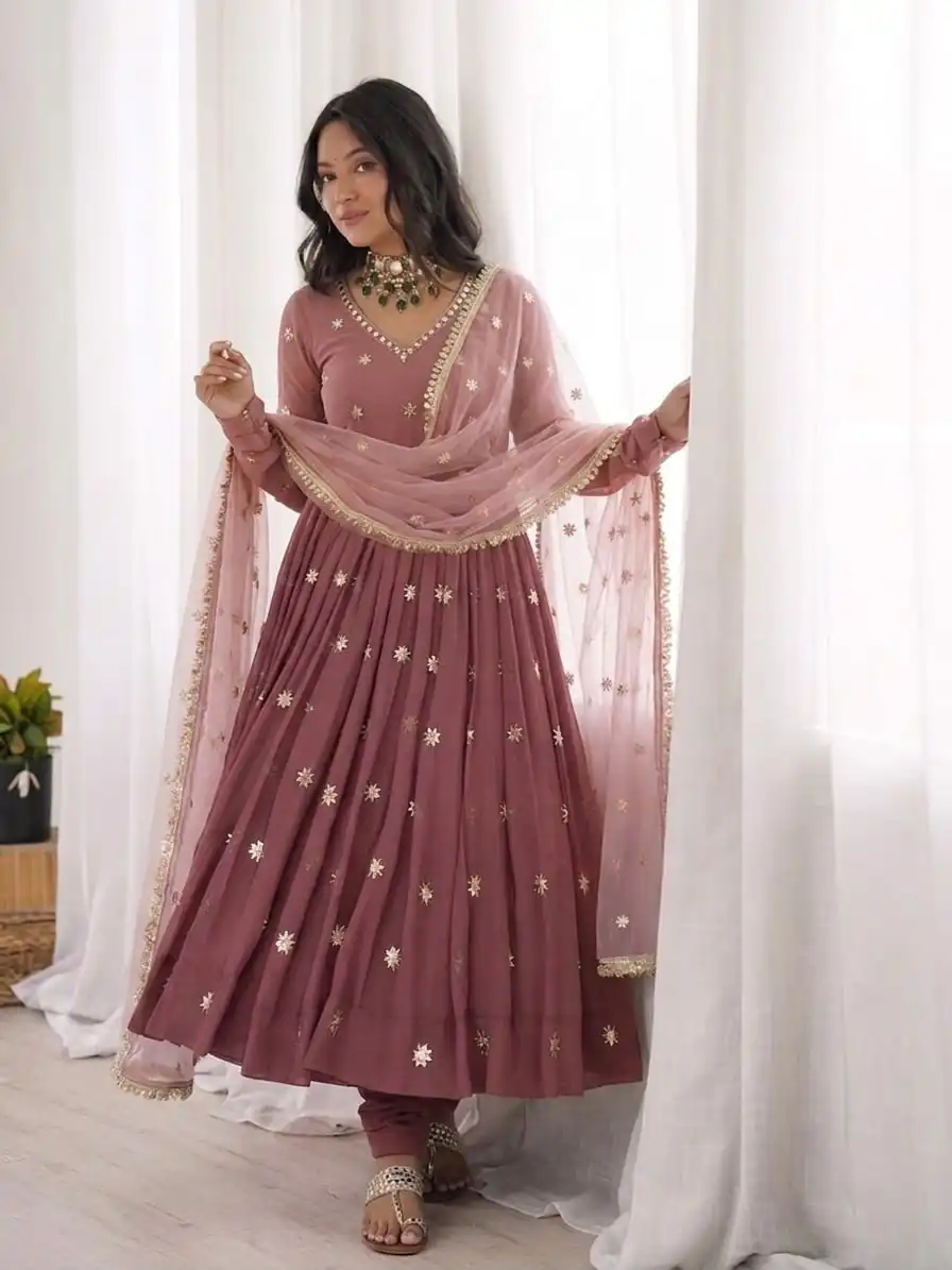Super Onion Faux Georgette Embroidery Work Salwar Suit - Image 2