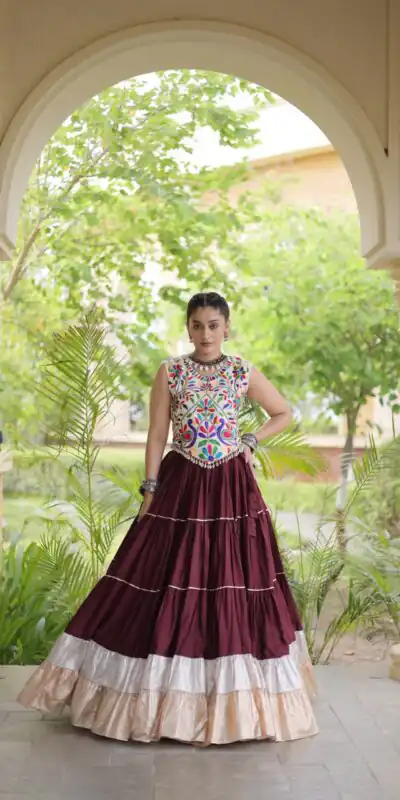 Alternative view of Trendy Maroon Rayon Embroider Kutchi Work Lehenga Choli