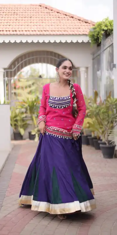 Alternative view of Trendy Pink Rayon Kutchi Work Lehenga Choli