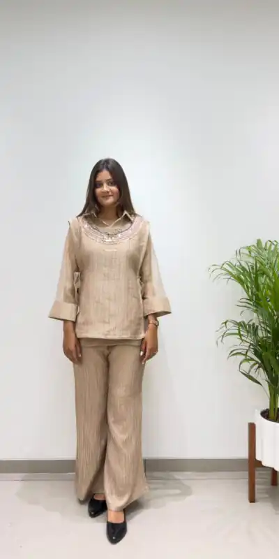 Alternative view of Unique Chiku Salsa Silk Hand Work Kurti