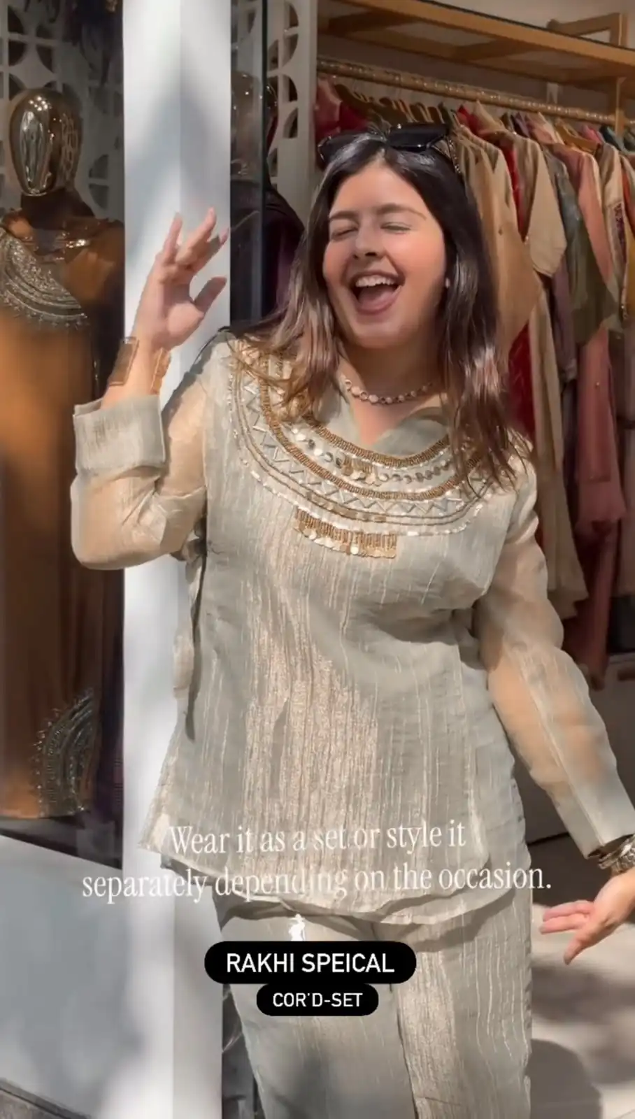 Unique Grey Salsa Crushed Hand Work Shrug Kurti - Image 2