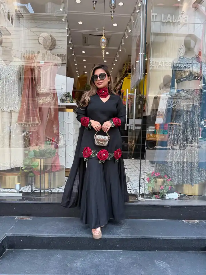 VLM 344 Black French Crep Silk Salwar Suit Perfect for Wedding, Party, Engagement, Baisakhi, Pongal – . Special Price ₹2199. Delivery 4-6 Working Days | Jump Suits, Straight Suits, Casual Suits, Creative suits, Designer Suits, Palazzo Suits, Party Wear Suits, Patiala Suits, Salwar suit