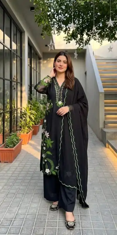 ST 249 Black Roman Silk Salwar Suit with Sequins Work & Embroidery Work. Available at ₹2099 only. Delivery 4-6 Working Days. Shop now. | Jump Suits, Straight Suits, Casual Suits, Creative suits, Designer Suits, Palazzo Suits, Party Wear Suits, Patiala Suits, Salwar suit