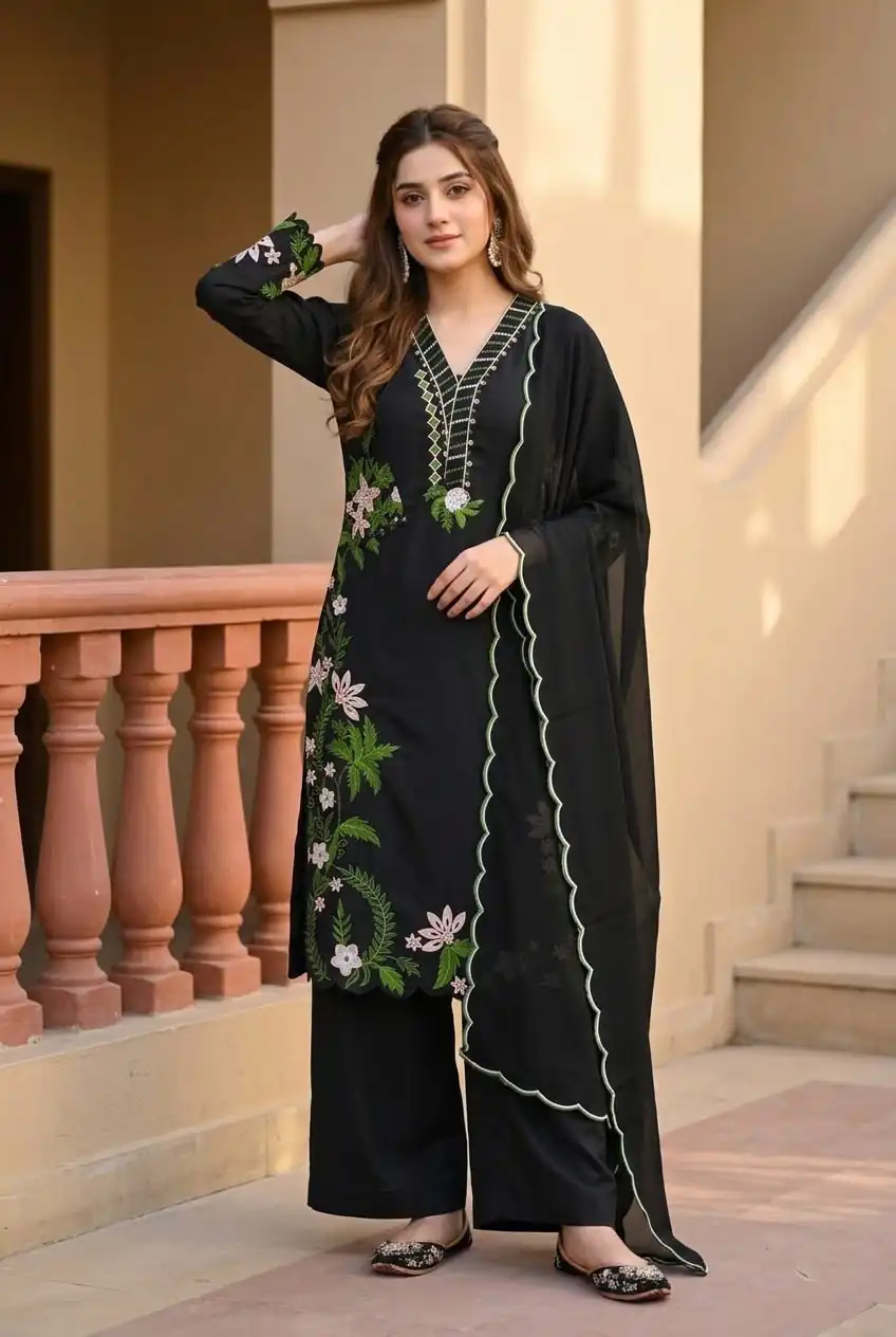 ST 249 Black Roman Silk Salwar Suit with Sequins Work & Embroidery Work. Available at ₹2099 only. Delivery 4-6 Working Days. Shop now. | Jump Suits, Straight Suits, Casual Suits, Creative suits, Designer Suits, Palazzo Suits, Party Wear Suits, Patiala Suits, Salwar suit