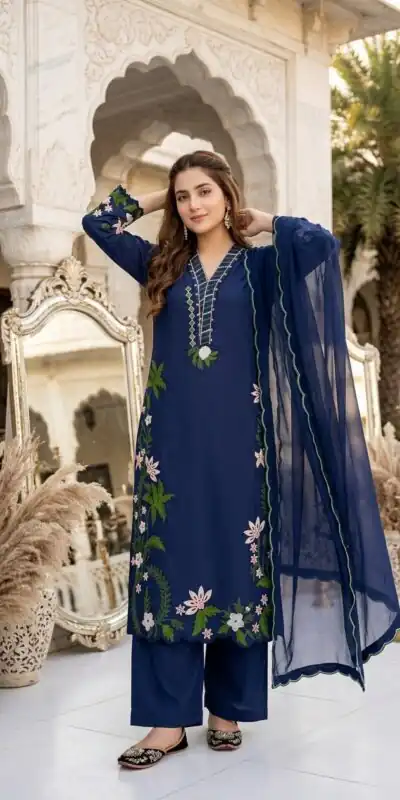 ST 249 Blue Roman Silk Salwar Suit with Sequins Work & Embroidery Work. Available at ₹2099 only. Delivery 4-6 Working Days. Shop now. | Jump Suits, Straight Suits, Casual Suits, Creative suits, Designer Suits, Palazzo Suits, Party Wear Suits, Patiala Suits, Salwar suit