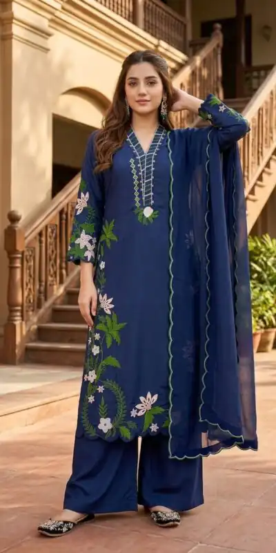 ST 249 Blue Roman Silk Salwar Suit with Sequins Work & Embroidery Work. Available at ₹2099 only. Delivery 4-6 Working Days. Shop now. | Jump Suits, Straight Suits, Casual Suits, Creative suits, Designer Suits, Palazzo Suits, Party Wear Suits, Patiala Suits, Salwar suit