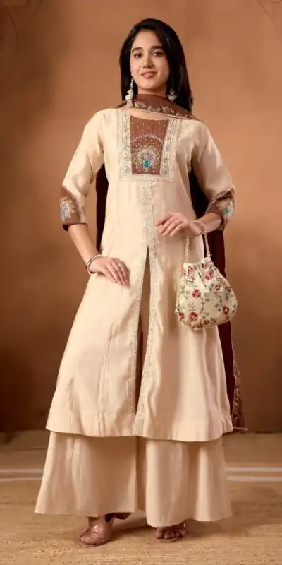 DIVA 150 CreamRoman Silk Salwar Suit with Sequins Work & Embroidery Work. Available at ₹2449 only. Delivery 4-6 Working Days. Shop now. | Jump Suits, Straight Suits, Casual Suits, Creative suits, Designer Suits, Palazzo Suits, Party Wear Suits, Patiala Suits, Salwar suit
