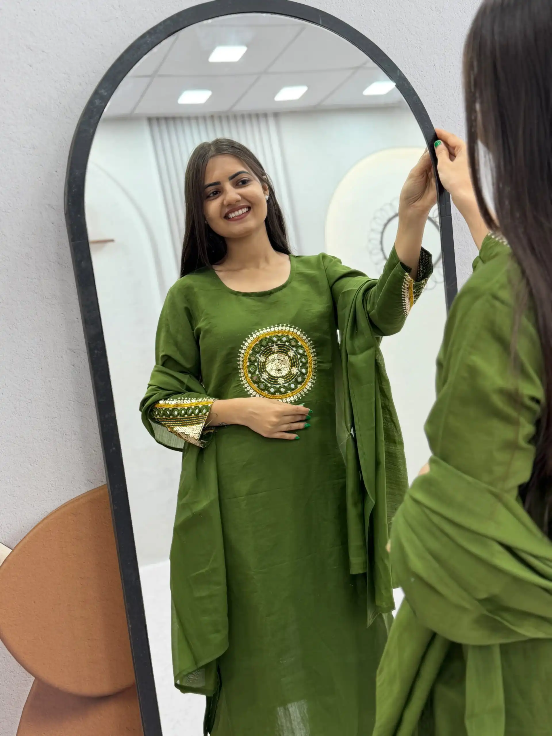 PC 598 Green Roman Silk Salwar Suit with Sequins Work & Embroidery Work. Available at ₹2099 only. Delivery 4-6 Working Days. Shop now. | Jump Suits, Straight Suits, Casual Suits, Creative suits, Designer Suits, Palazzo Suits, Party Wear Suits, Patiala Suits, Salwar suit