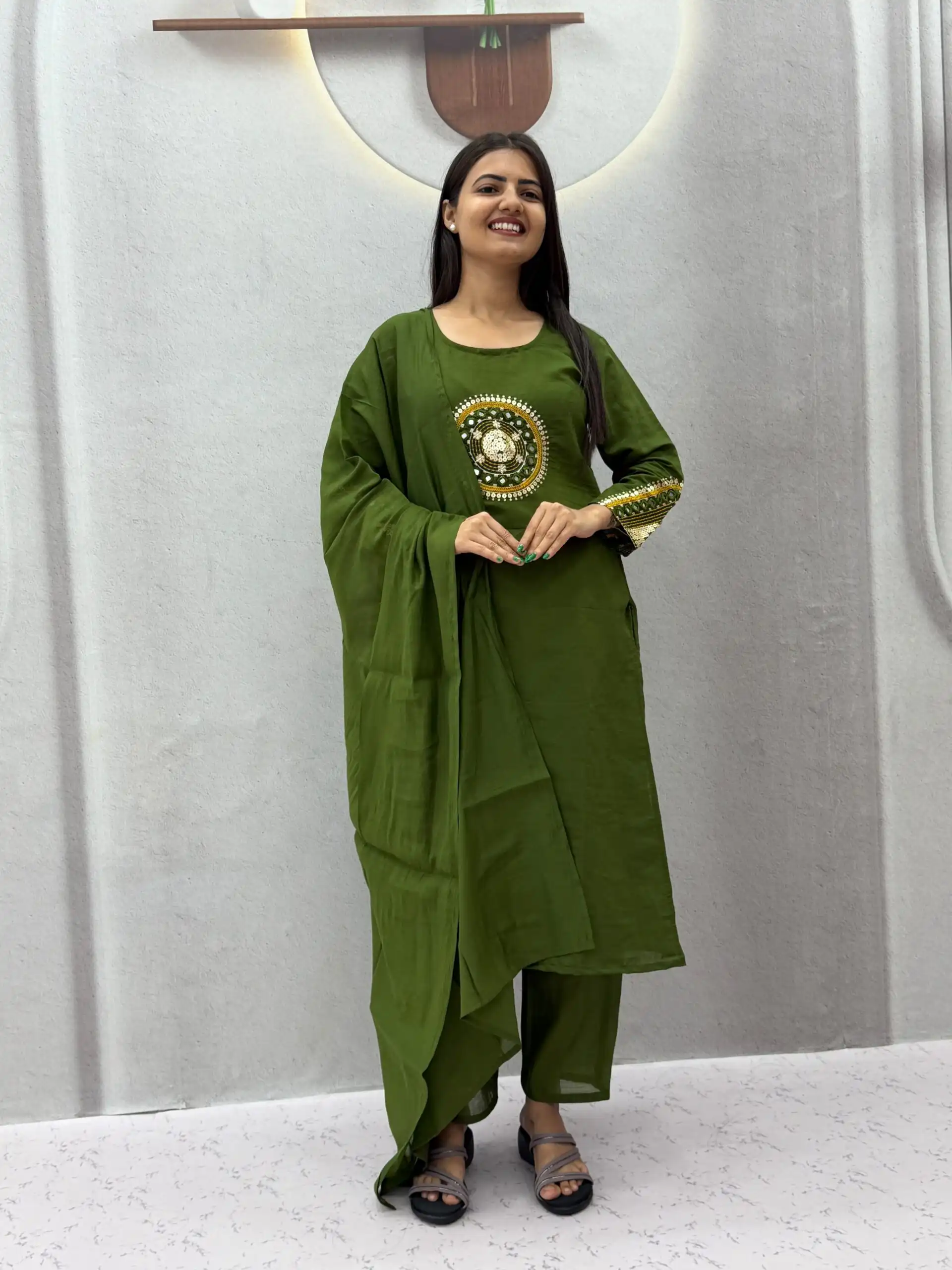 PC 598 Green Roman Silk Salwar Suit with Sequins Work & Embroidery Work. Available at ₹2099 only. Delivery 4-6 Working Days. Shop now. | Jump Suits, Straight Suits, Casual Suits, Creative suits, Designer Suits, Palazzo Suits, Party Wear Suits, Patiala Suits, Salwar suit