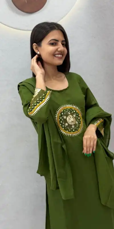PC 598 Green Roman Silk Salwar Suit with Sequins Work & Embroidery Work. Available at ₹2099 only. Delivery 4-6 Working Days. Shop now. | Jump Suits, Straight Suits, Casual Suits, Creative suits, Designer Suits, Palazzo Suits, Party Wear Suits, Patiala Suits, Salwar suit