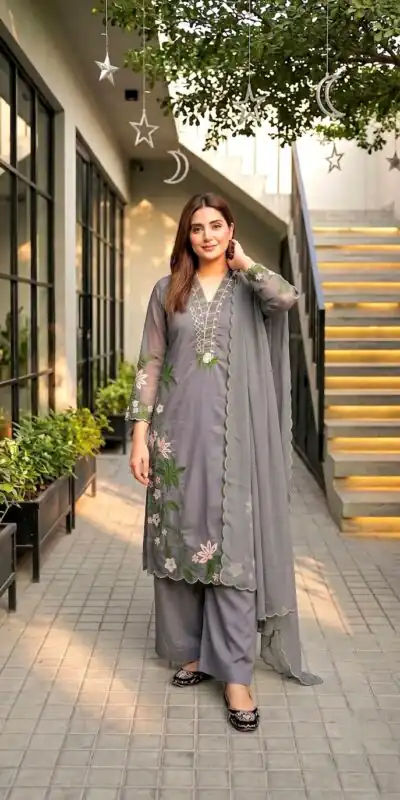 ST 249 Grey Roman Silk Salwar Suit with Sequins Work & Embroidery Work. Available at ₹2099 only. Delivery 4-6 Working Days. Shop now. | Jump Suits, Straight Suits, Casual Suits, Creative suits, Designer Suits, Palazzo Suits, Party Wear Suits, Patiala Suits, Salwar suit