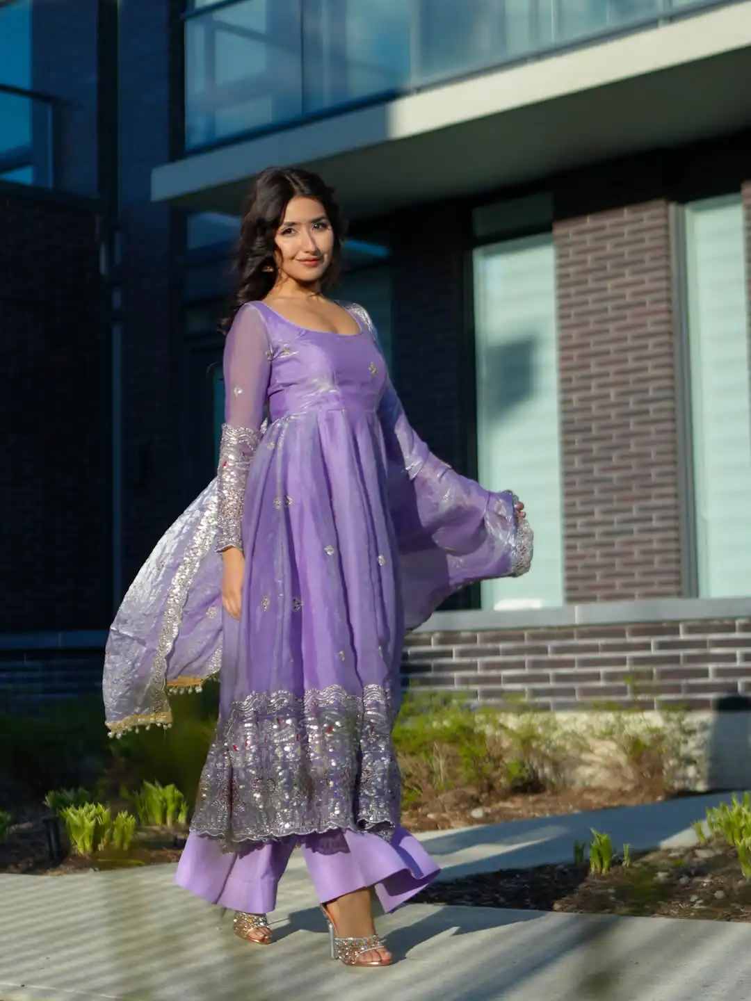 ST 1196 Lavender Color Fendy Satin Gown with Lace Work & Embroidery Work. Get it for ₹2699. Delivery 4-6 Working Days. Shop now. | Bollywood Gowns, Creative Gowns, Designer Gowns, Embroidered Gowns, Gowns, Party Wear Gowns