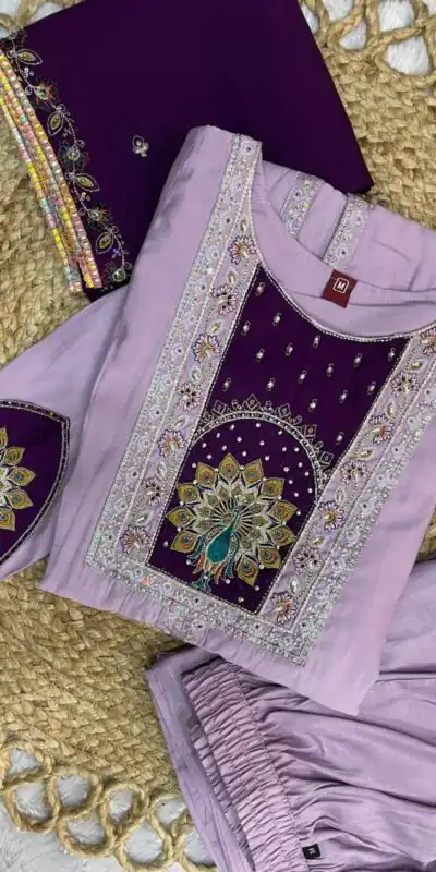 DIVA 150 Lavender Roman Silk Salwar Suit with Sequins Work & Embroidery Work. Available at ₹2449 only. Delivery 4-6 Working Days. Shop now. | Jump Suits, Straight Suits, Casual Suits, Creative suits, Designer Suits, Palazzo Suits, Party Wear Suits, Patiala Suits, Salwar suit