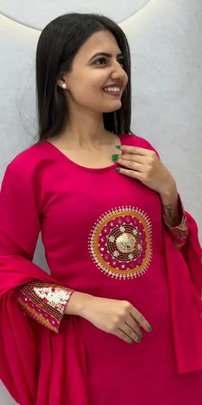 PC 598 Pink Roman Silk Salwar Suit with Sequins Work & Embroidery Work. Available at ₹2099 only. Delivery 4-6 Working Days. Shop now. | Jump Suits, Straight Suits, Casual Suits, Creative suits, Designer Suits, Palazzo Suits, Party Wear Suits, Patiala Suits, Salwar suit