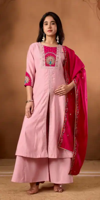 DIVA 150 Pink Silk Salwar Suit with Sequins Work & Embroidery Work. Available at ₹2449 only. Delivery 4-6 Working Days. Shop now. | Jump Suits, Straight Suits, Casual Suits, Creative suits, Designer Suits, Palazzo Suits, Party Wear Suits, Patiala Suits, Salwar suit