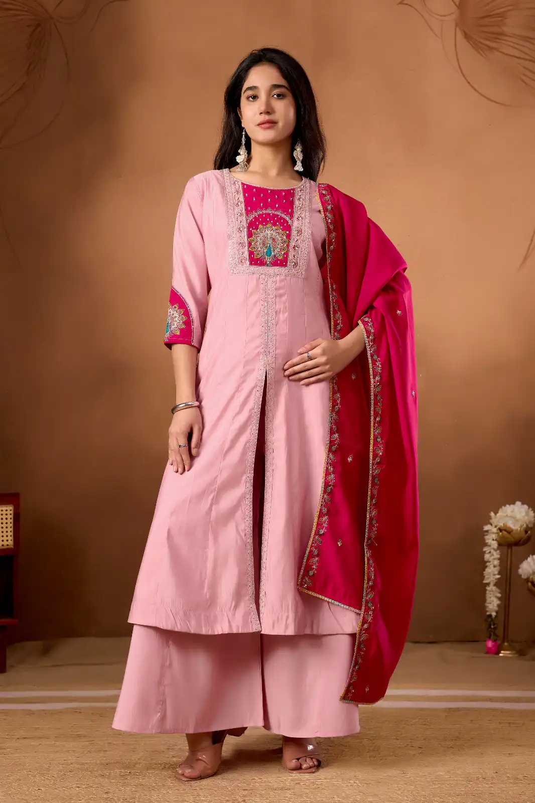 DIVA 150 Pink Silk Salwar Suit with Sequins Work & Embroidery Work. Available at ₹2449 only. Delivery 4-6 Working Days. Shop now. | Jump Suits, Straight Suits, Casual Suits, Creative suits, Designer Suits, Palazzo Suits, Party Wear Suits, Patiala Suits, Salwar suit