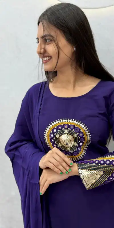 PC 598 Purple Roman Silk Salwar Suit with Sequins Work & Embroidery Work. Available at ₹2099 only. Delivery 4-6 Working Days. Shop now. | Jump Suits, Straight Suits, Casual Suits, Creative suits, Designer Suits, Palazzo Suits, Party Wear Suits, Patiala Suits, Salwar suit